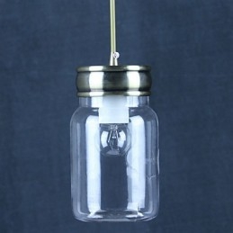 Ländliche Pendelleuchte „Garage“ aus galvanisiertem Glas
