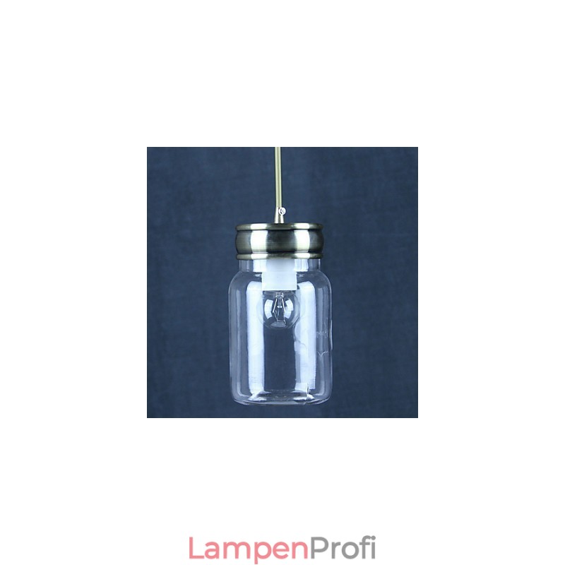 Ländliche Pendelleuchte „Garage“ aus galvanisiertem Glas