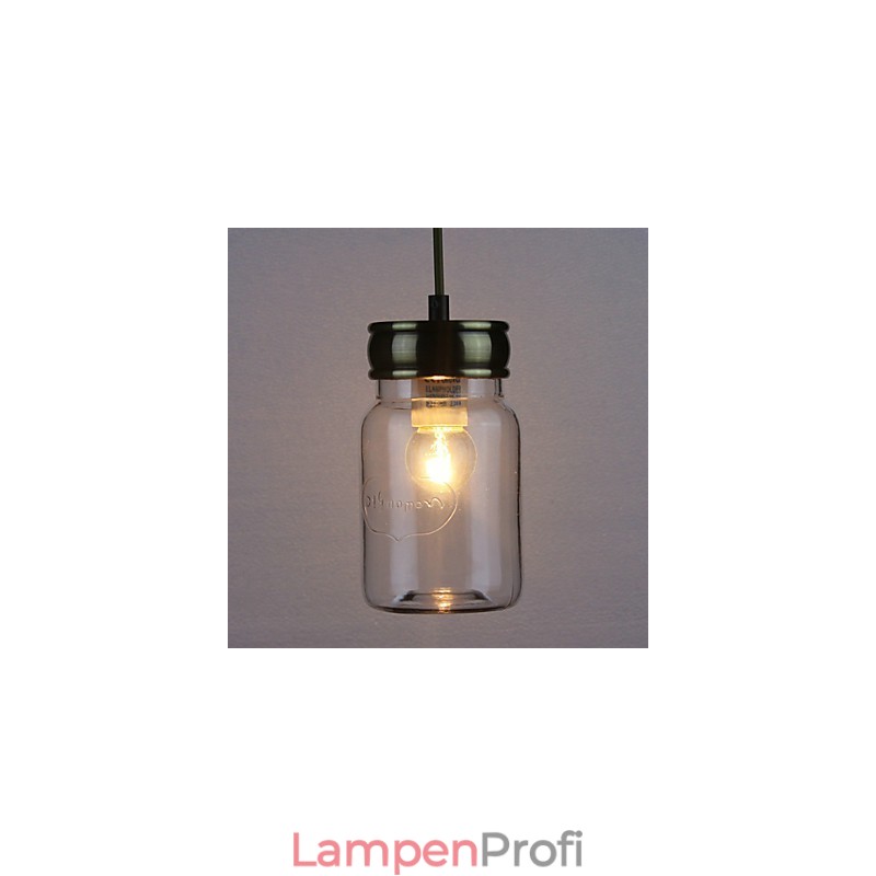 Ländliche Pendelleuchte „Garage“ aus galvanisiertem Glas