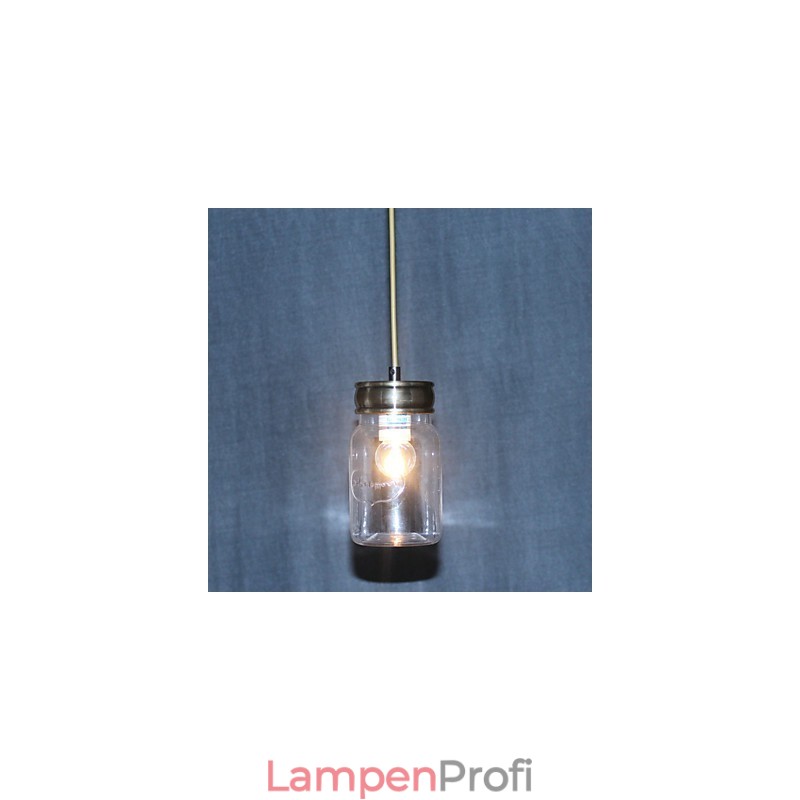 Ländliche Pendelleuchte „Garage“ aus galvanisiertem Glas