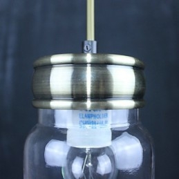 Ländliche Pendelleuchte „Garage“ aus galvanisiertem Glas