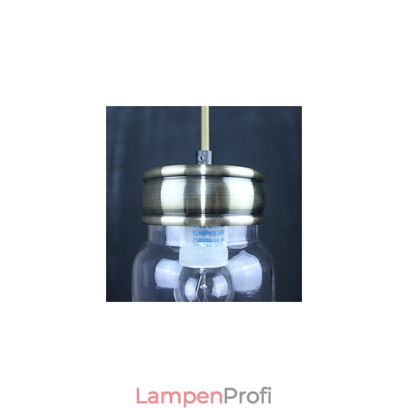 Ländliche Pendelleuchte „Garage“ aus galvanisiertem Glas