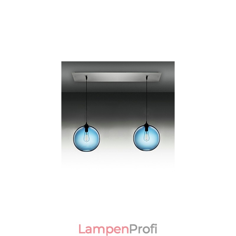 Moderne Pendelleuchte aus Glas mit 2 Lichtern im runden blauen Blasendesign