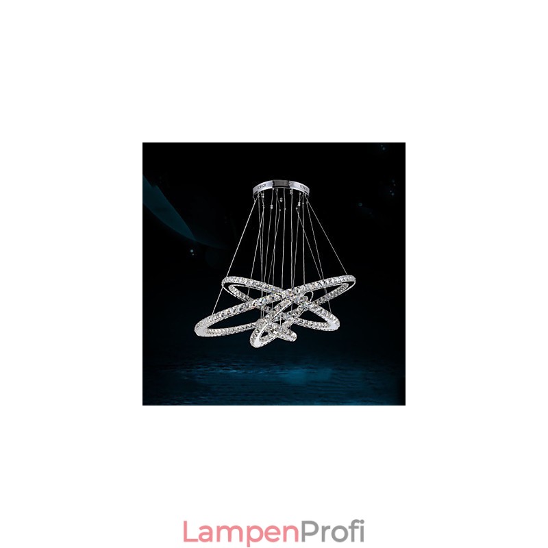 Kristall-Pendelleuchte, Deckenleuchter, K9-Kristall, rund, 4 Ringe, großer Ring (warmweiß), andere (kaltweiß)