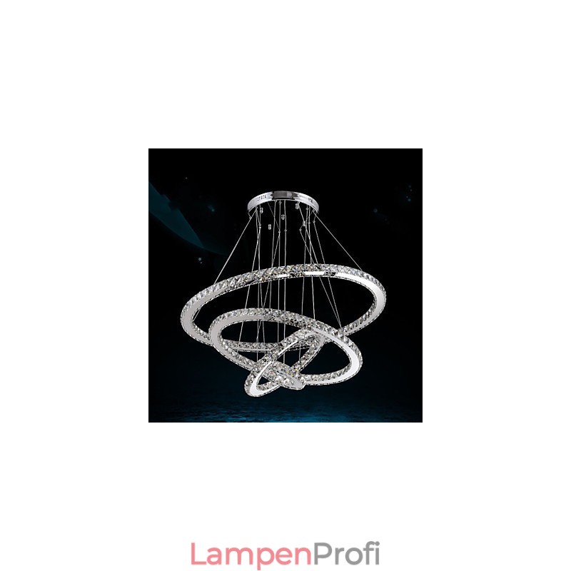 Kristall-Pendelleuchte, Deckenleuchter, K9-Kristall, rund, 4 Ringe, großer Ring (warmweiß), andere (kaltweiß)