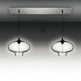 Moderne Pendelleuchte aus Glas mit 2 Lichtern im schwarzen Blasendesign
