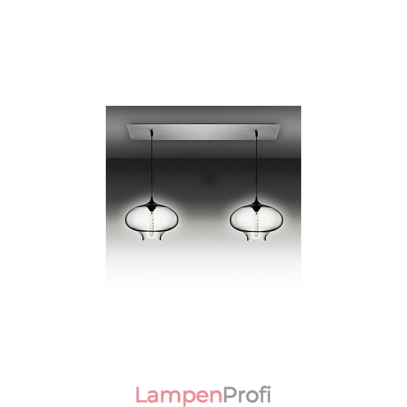 Moderne Pendelleuchte aus Glas mit 2 Lichtern im schwarzen Blasendesign