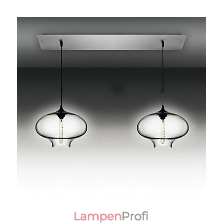 Moderne Pendelleuchte aus Glas mit 2 Lichtern im schwarzen Blasendesign Moderne Pendelleuchte aus Glas mit 2 Lichtern im schwarzen Blasendesign