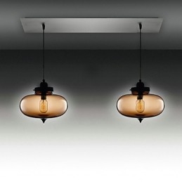 Moderne Hängeleuchte aus transparentem Glas mit 2 Lichtern im Blasen-Design
