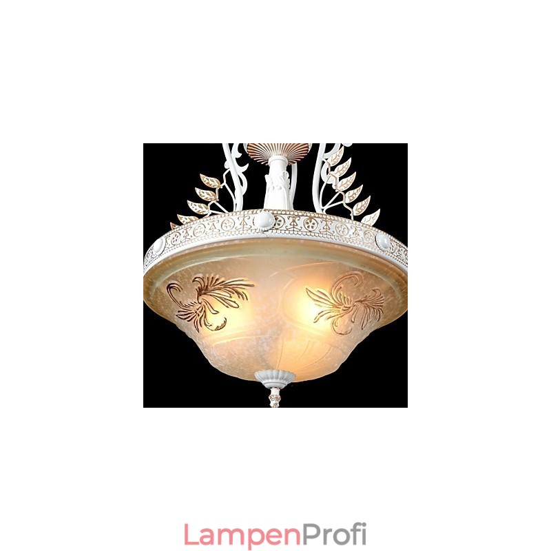 Weiß Anhänger Drei Lichter Muster Glas Schatten Hand Vergoldet Europäischen Retro