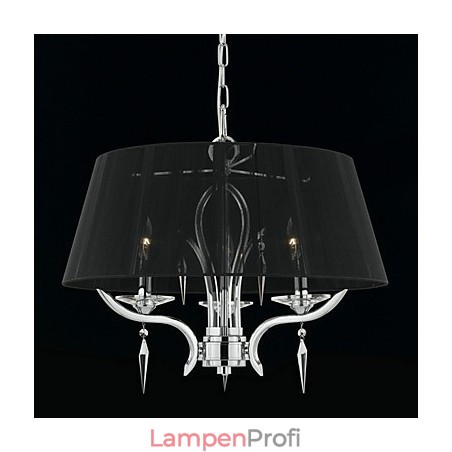 Eleganter Kristall-Kronleuchter mit 3 Lichtern in schwarzem Schirm Eleganter Kristall-Kronleuchter mit 3 Lichtern in schwarzem Schirm