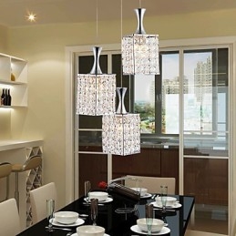 3 Lichter Metallrahmen K9 Kristall Kronleuchter Droplight Senden Glühbirne