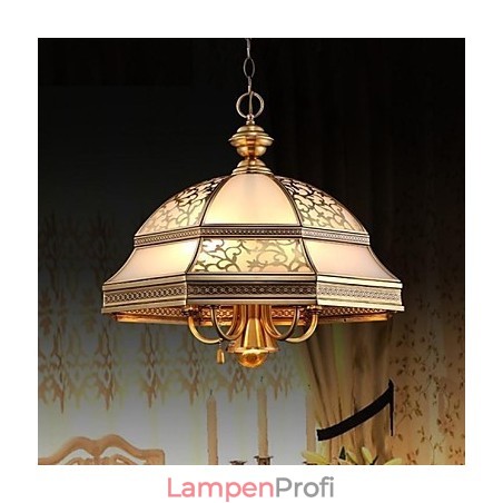 Messing Pendelleuchte Sechs Lichter Vintage Gesamt Kupfer Glas