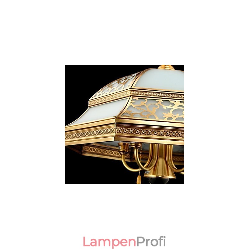 Messing Pendelleuchte Sechs Lichter Vintage Gesamt Kupfer Glas