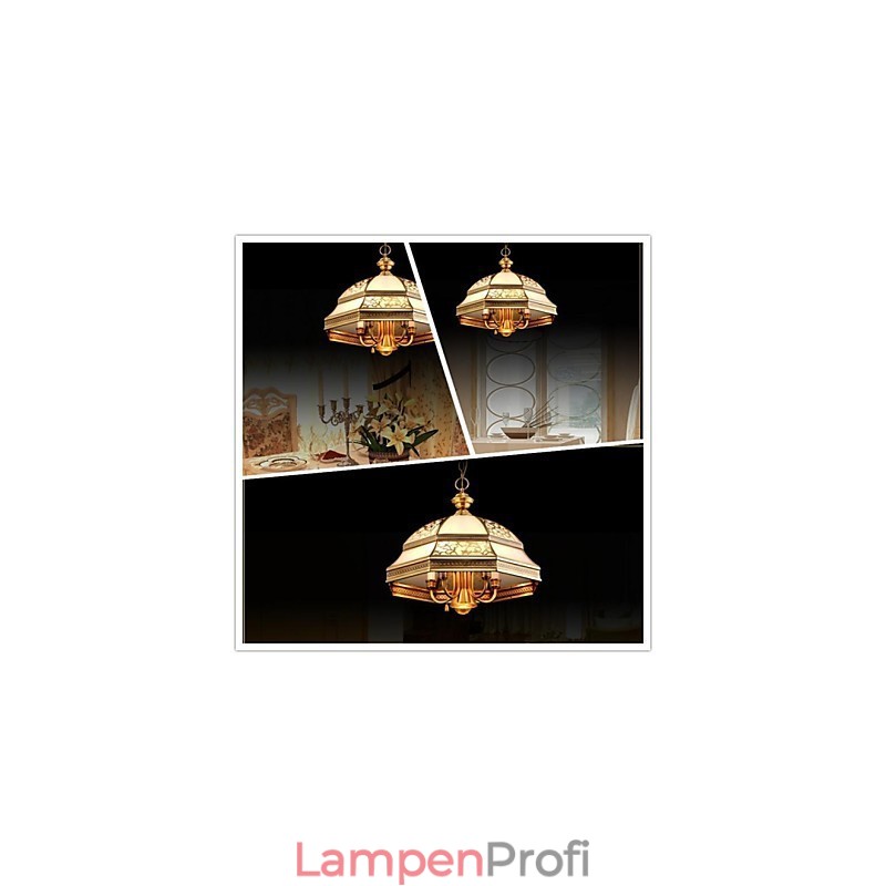 Messing Pendelleuchte Sechs Lichter Vintage Gesamt Kupfer Glas