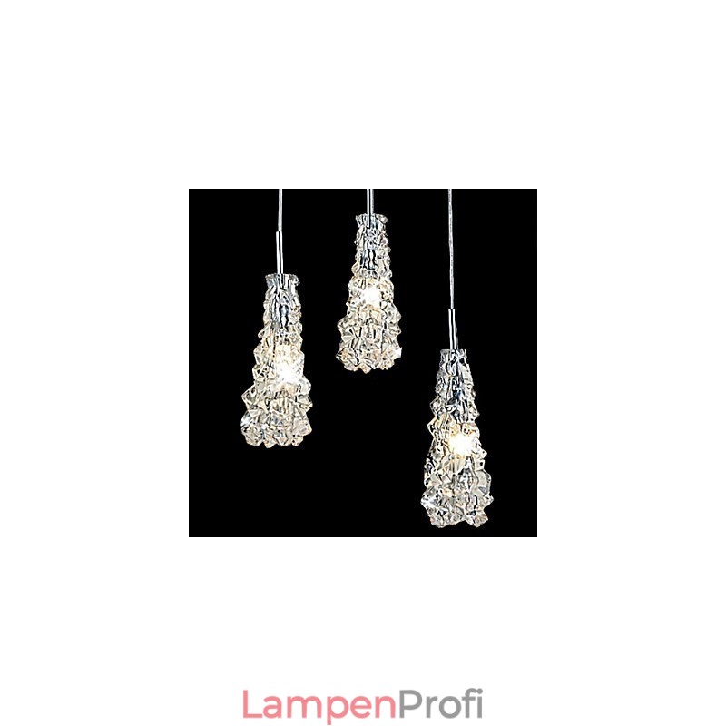 Tradition Classic Kronleuchter aus transparentem Glas mit 3 Lichtern