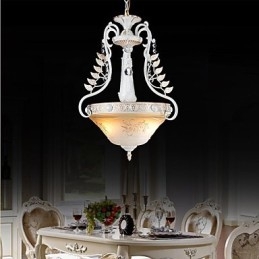 Weiß Anhänger Zwei Lichter Muster Glas Schatten Hand Vergoldet Europäischen Retro