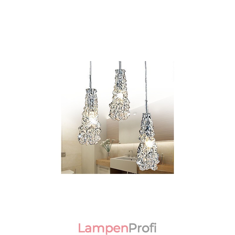 Tradition Classic Kronleuchter aus transparentem Glas mit 3 Lichtern