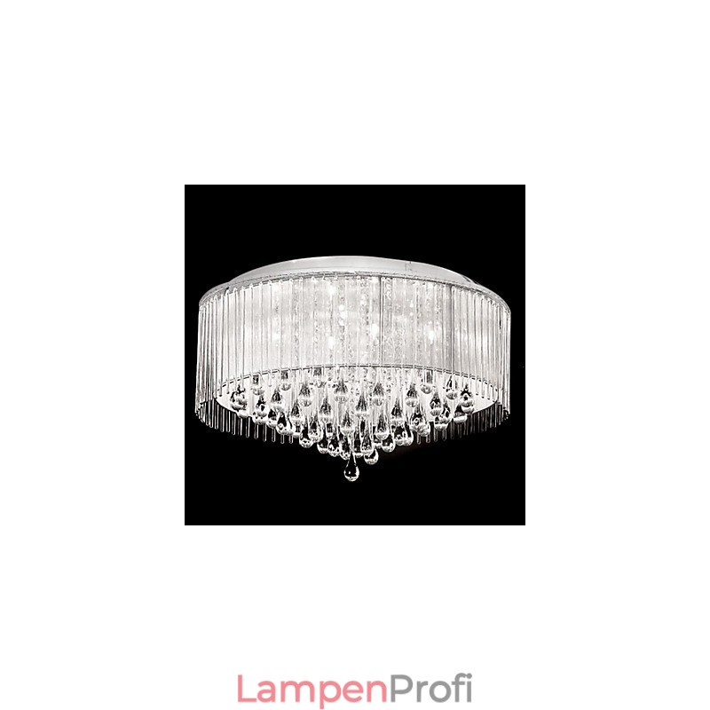 Elegante Kristall-Pendelleuchte mit 8 Lichtern im Zylinderschirm