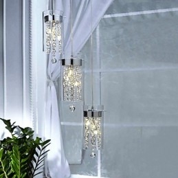 Künstlerische Kristall-Pendelleuchte mit Glasschirmen