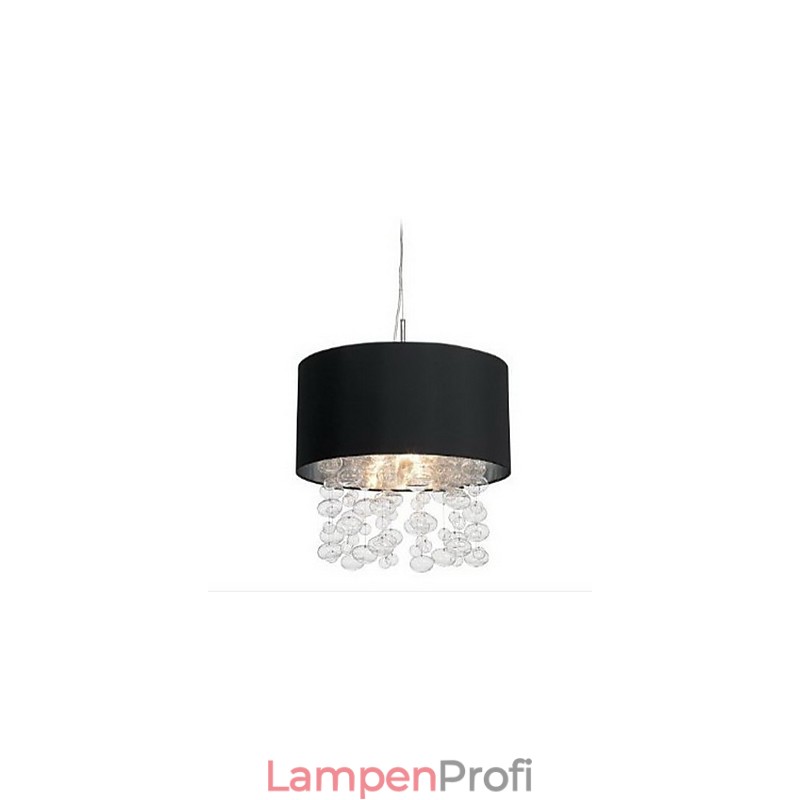 Moderne Pendelleuchte mit 7 Lichtern und schwarzem Lampenschirm aus Stoff (Basis)