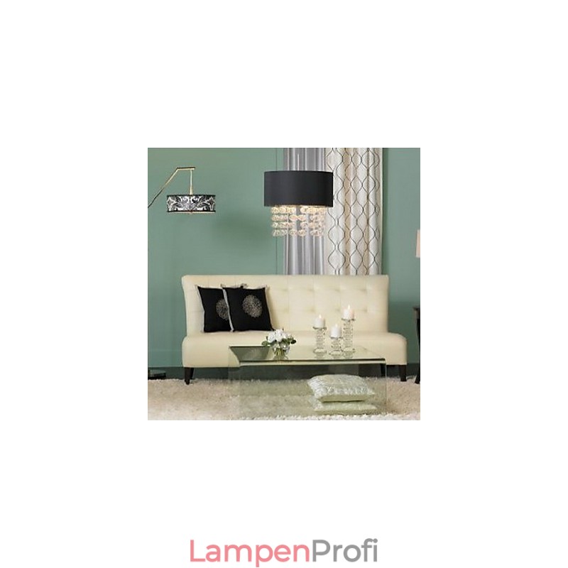 Moderne Pendelleuchte mit 7 Lichtern und schwarzem Lampenschirm aus Stoff (Basis)
