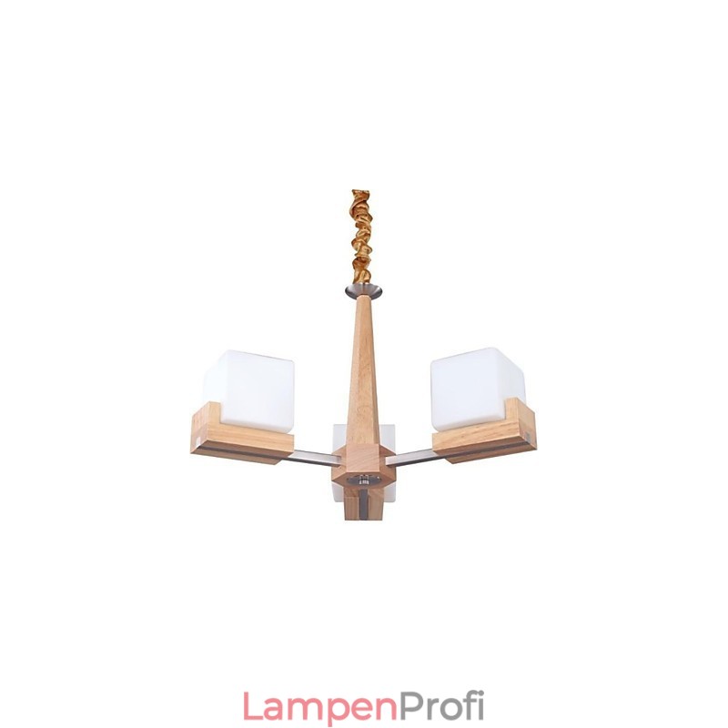 Hängelampe aus Eiche mit drei Lichtern, Eiche und Glas