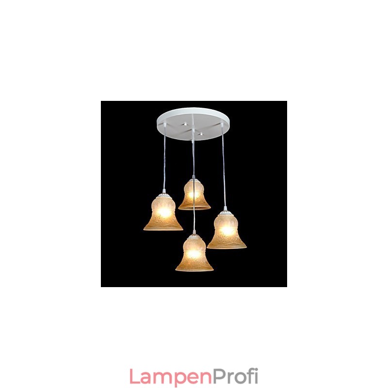Weiß Anhänger Vier Lichter Muster Glas Schatten Hand Vergoldet Europäischen Retro