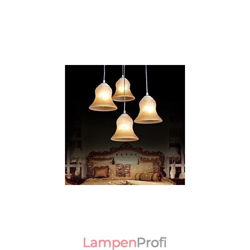 Weiß Anhänger Vier Lichter Muster Glas Schatten Hand Vergoldet Europäischen Retro