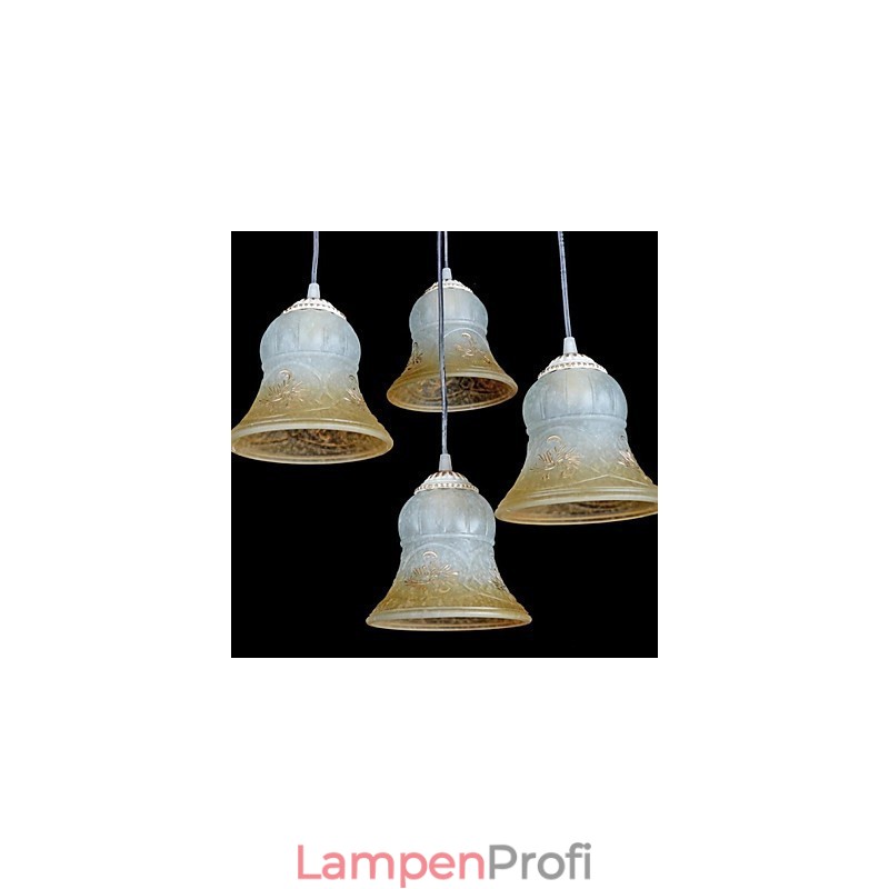 Weiß Anhänger Vier Lichter Muster Glas Schatten Hand Vergoldet Europäischen Retro