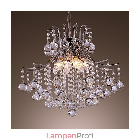 Moderne Pendelleuchte aus galvanisiertem Metall im Mini-Stil mit Kristallen