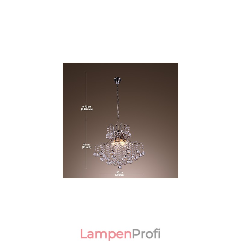 Moderne Pendelleuchte aus galvanisiertem Metall im Mini-Stil mit Kristallen