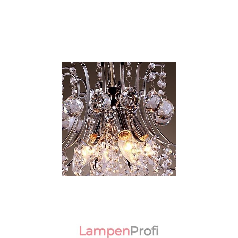 Moderne Pendelleuchte aus galvanisiertem Metall im Mini-Stil mit Kristallen