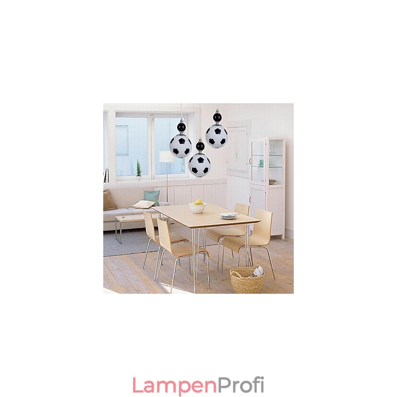 Klassische, moderne, runde Pendelleuchte mit Fußballmotiv, 3 Lichter