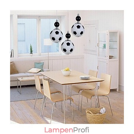 Klassische, moderne, runde Pendelleuchte mit Fußballmotiv, 3 Lichter