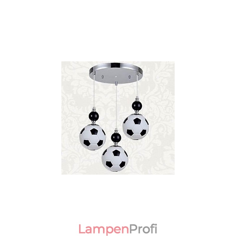 Klassische, moderne, runde Pendelleuchte mit Fußballmotiv, 3 Lichter