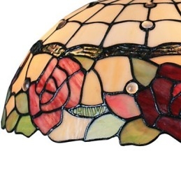 Pendelleuchte mit 2 Lichtern im rosa gemusterten Schirm