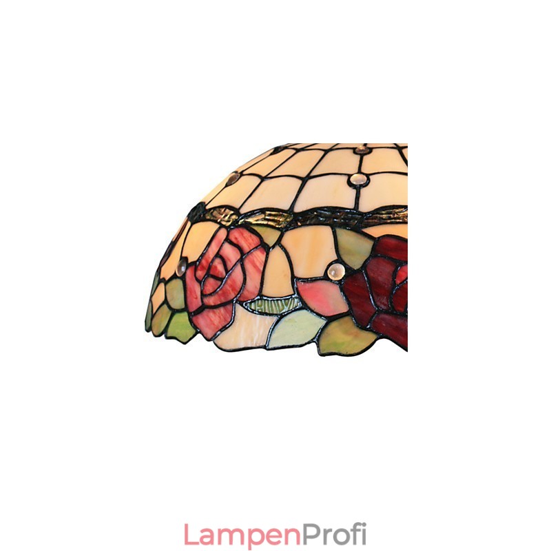 Pendelleuchte mit 2 Lichtern im rosa gemusterten Schirm