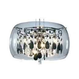 Moderne, zeitgenössische Pendelleuchte im Trommelkristall-Mini-Stil mit galvanisierter Beschichtung