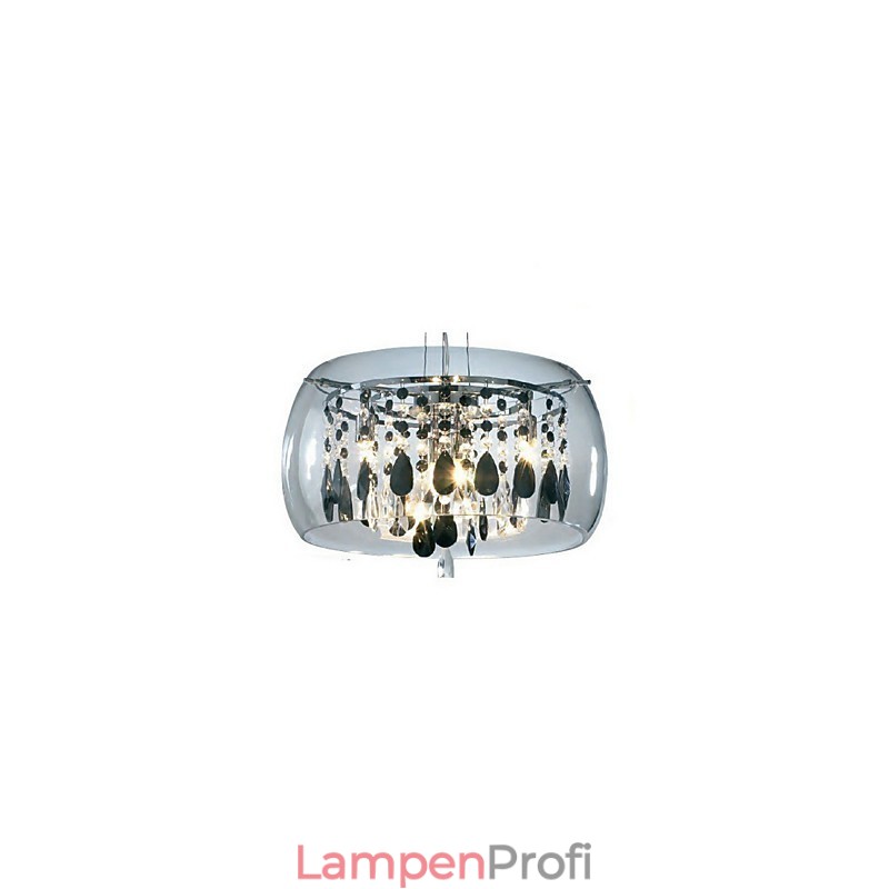 Moderne, zeitgenössische Pendelleuchte im Trommelkristall-Mini-Stil mit galvanisierter Beschichtung