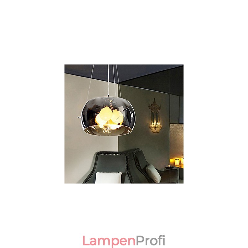 Moderne, malerische Pendelleuchte im italienischen Stil mit 3 Lichtern und schwarzem, transparentem Schirm