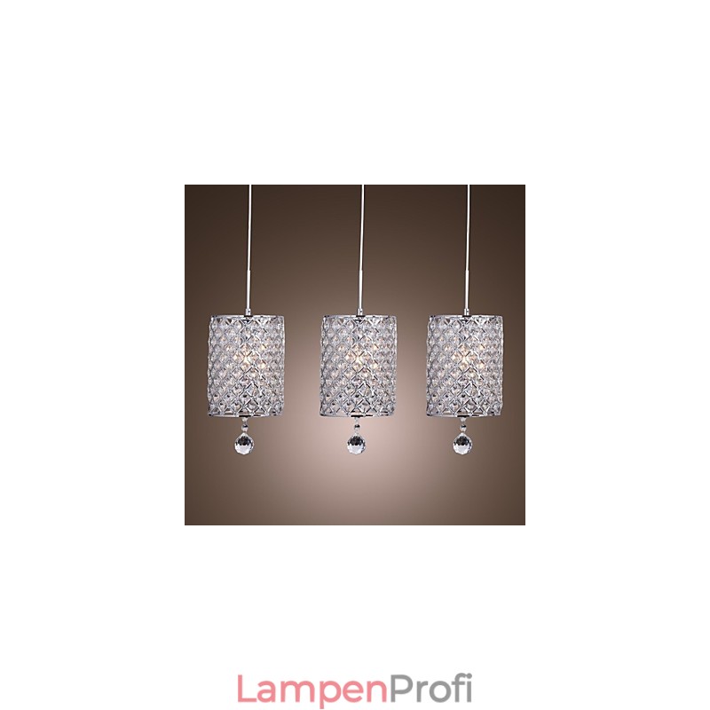 Moderne zeitgenössische Kristall Chrom Metall Pendelleuchte