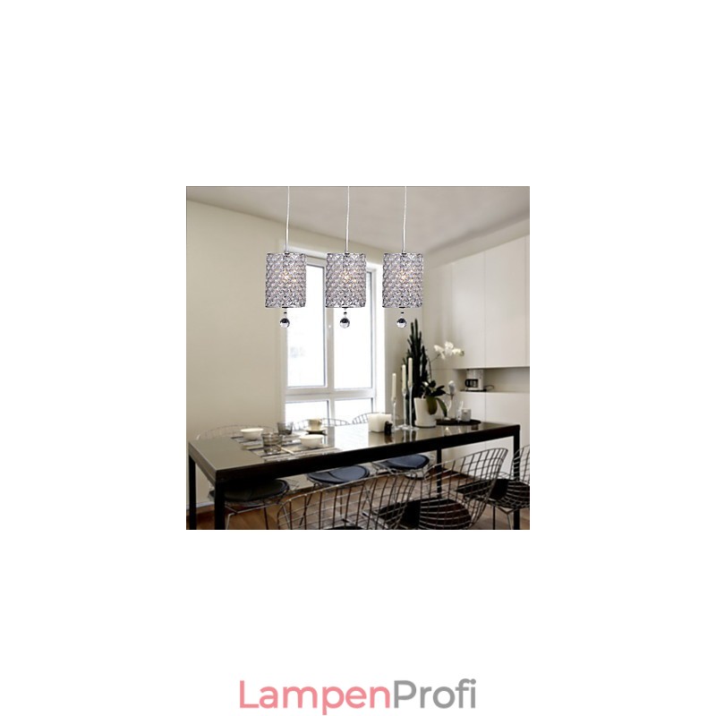 Moderne zeitgenössische Kristall Chrom Metall Pendelleuchte