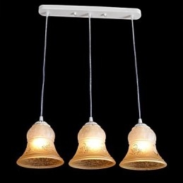 Weiß Anhänger Drei Lichter Muster Glas Schatten Hand Vergoldet Europäischen Retro