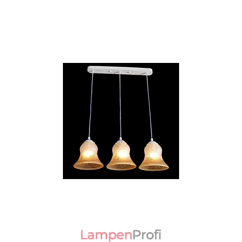 Weiß Anhänger Drei Lichter Muster Glas Schatten Hand Vergoldet Europäischen Retro