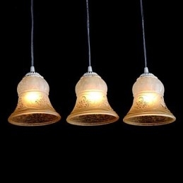 Weiß Anhänger Drei Lichter Muster Glas Schatten Hand Vergoldet Europäischen Retro