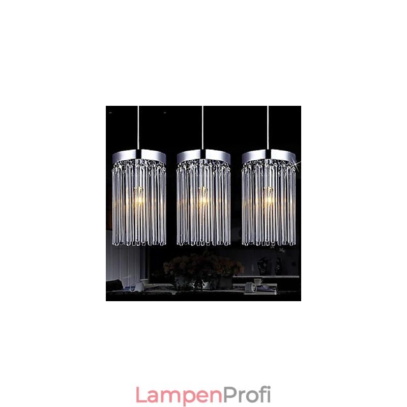 Moderne Pendelleuchte mit 3 Lichtern und Glasstab