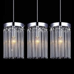 Moderne Pendelleuchte mit 3 Lichtern und Glasstab