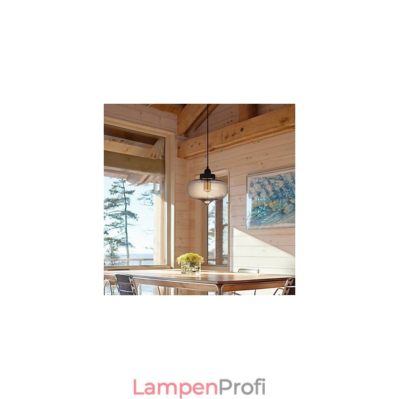 Transparente Glas-Pendelleuchte im braunen Blasen-Design