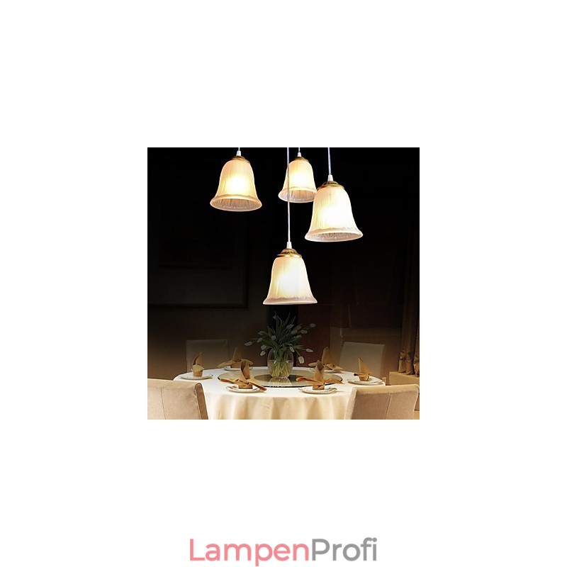 Bronze Anhänger Vier Lichter Muster Glasschirm Europäischen Retro Klassisch